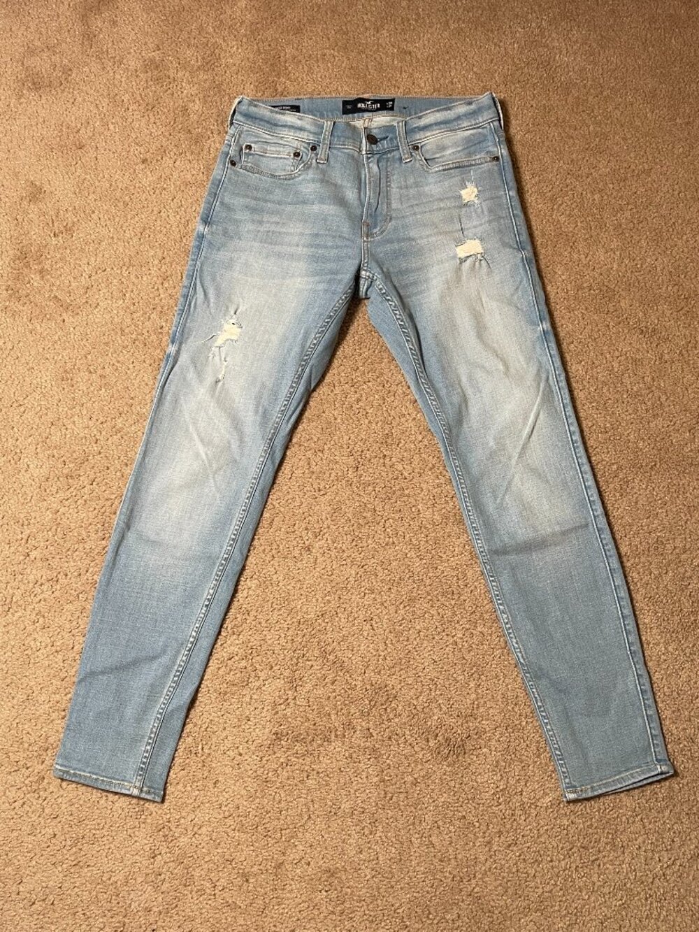 Hollister 30x30 Advanced Stretch Ripped Super Skinny Blue Jeans